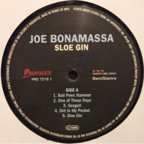 Вініловий диск Joe Bonamassa: Sloe Gin -Hq/Ltd (180g)