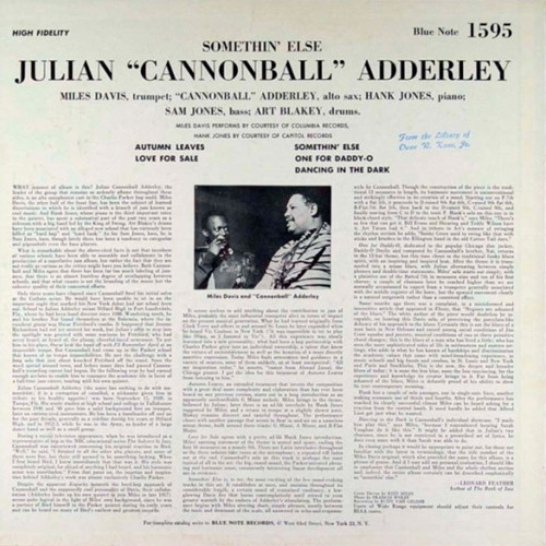 Вініловий диск Cannonball Adderley: Somethin' Else