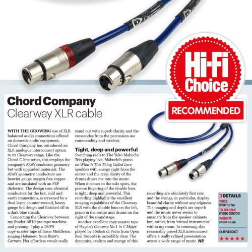 CHORD ClearwayX 2XLR to 2XLR 1m