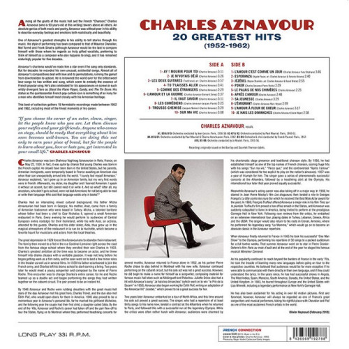 Вініловий диск Charles Aznavour: 20 Greatest Hits (1952-1962)