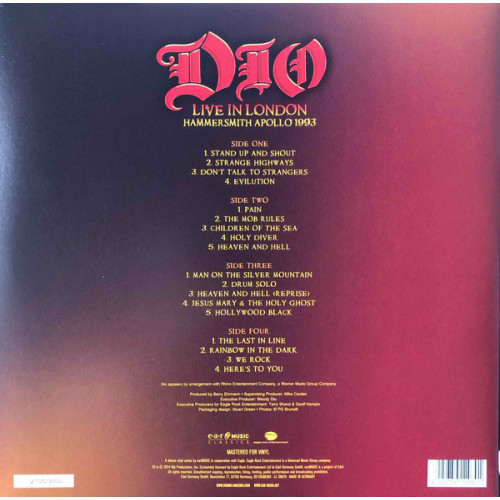 Вініловий диск Dio: Live in London, Hammersmith Apollo 1993 /2LP